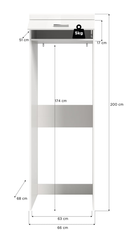 Scout Waschmaschinenschrank  (B/H/T: 66x200x68 cm) in Weiß hochglanz und Weiß