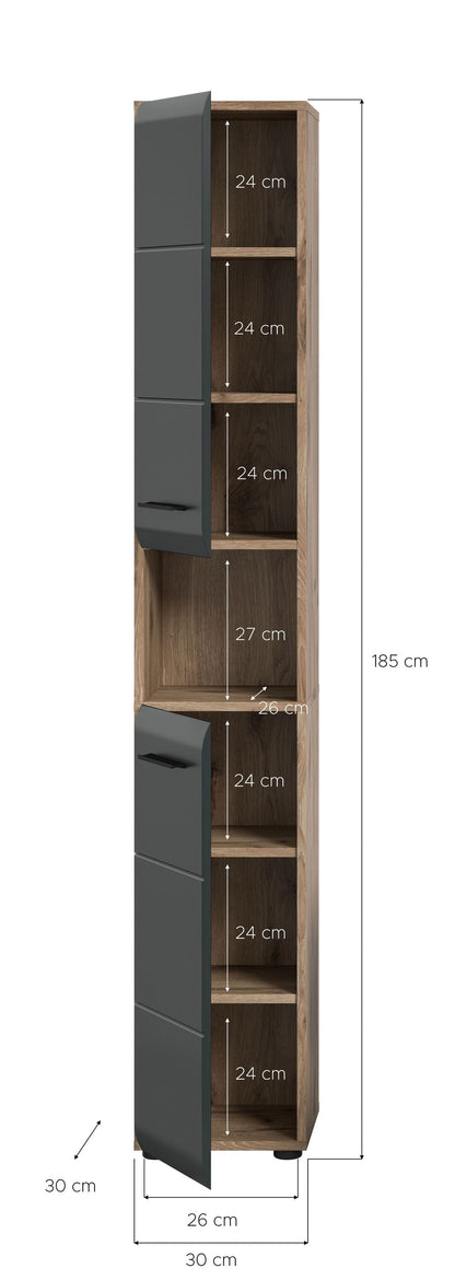 Homes & Jones Badhochschrank schmal 30 cm breit, Badschrank, Badmöbel