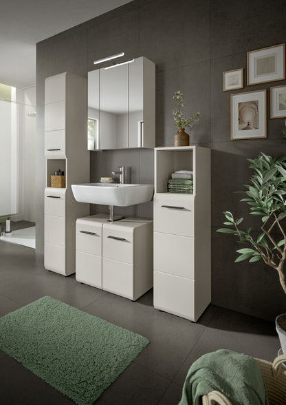 Armoire de toilette avec éclairage ICE (L/H/P : env. 60/70/18 cm) en imitation chêne Nox/noir mat
