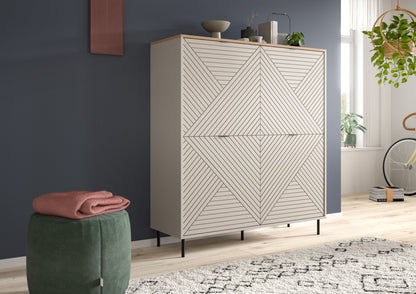 Highboard CAMPUS (L/H/P : env. 124/135/40 cm) en cachemire/cachemire