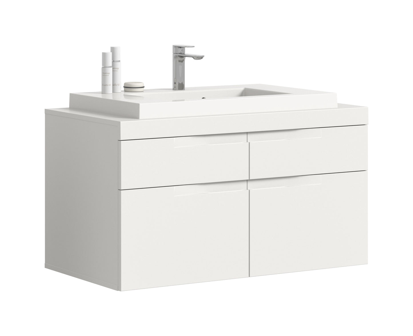 Viana Waschtisch inkl. Waschbecken (B/H/T: 100x59x50 cm) in Weiß matt und Weiß