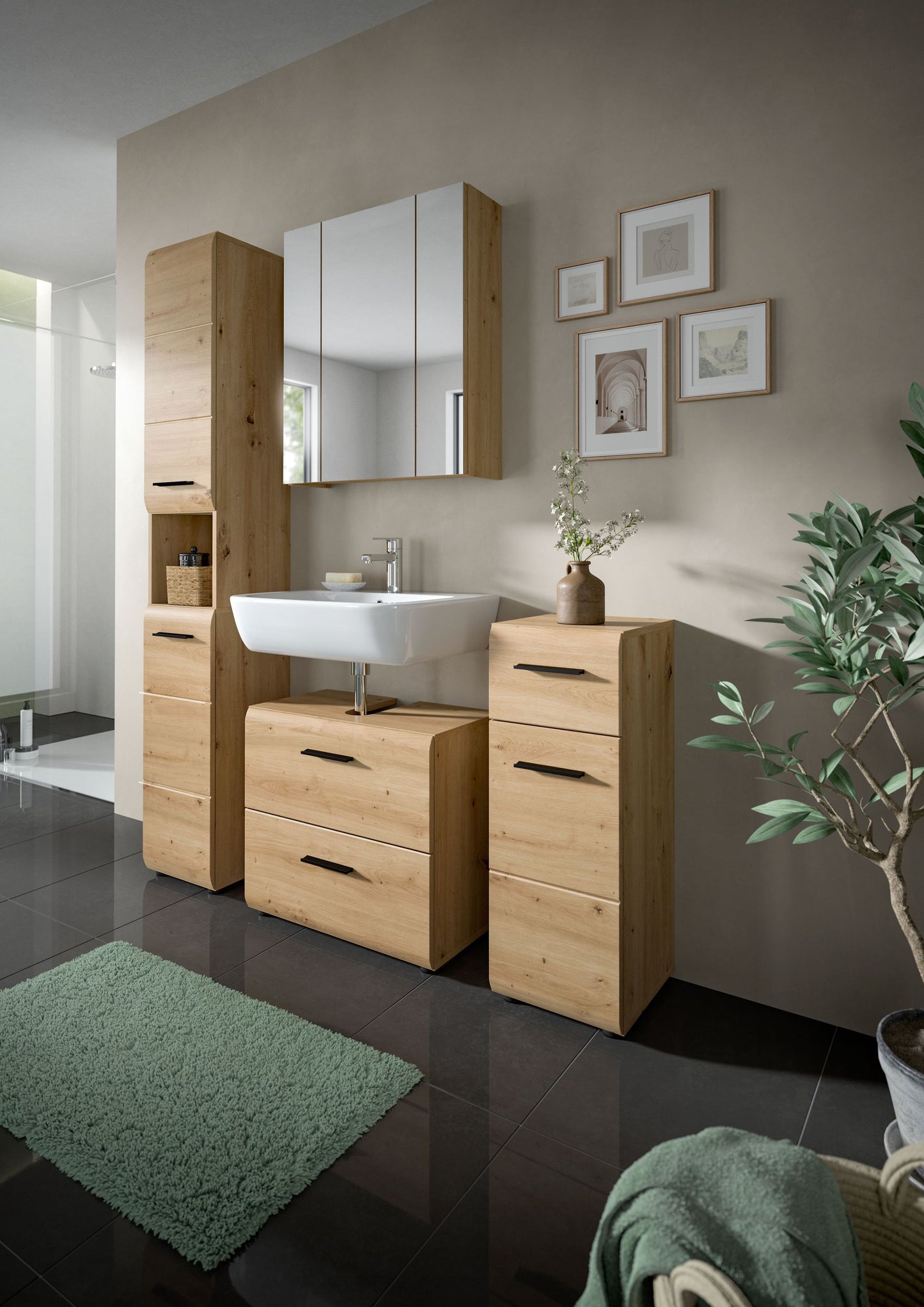 Homes & Jones Badhochschrank schmal 30 cm breit, Badschrank, Badmöbel