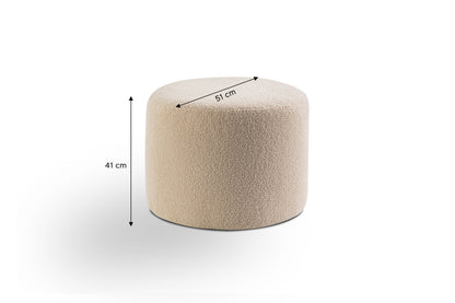Runder Cord-Hocker mit weicher Polsterung, beige, mit Maßangaben (51 cm, 41 cm)