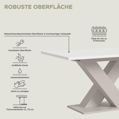 Table de salle à manger MOTION (L/H/P : env. 150/76/90 cm) en blanc/cachemire