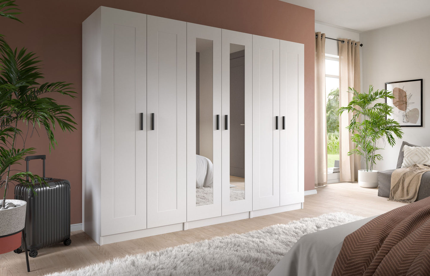Combinaison d'armoires VISBY (L/H/P : env. 240/194/56 cm) en blanc/blanc