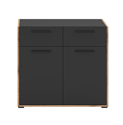 Commode BUENO (L/H/P : env. 95/86/37 cm) en gris basalte/gris basalte