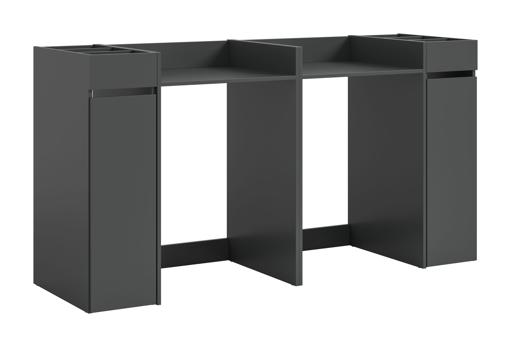 Waschmaschinenschrank-Set, dunkelgrau, mit 2 Überbauschränken und Regalfächern