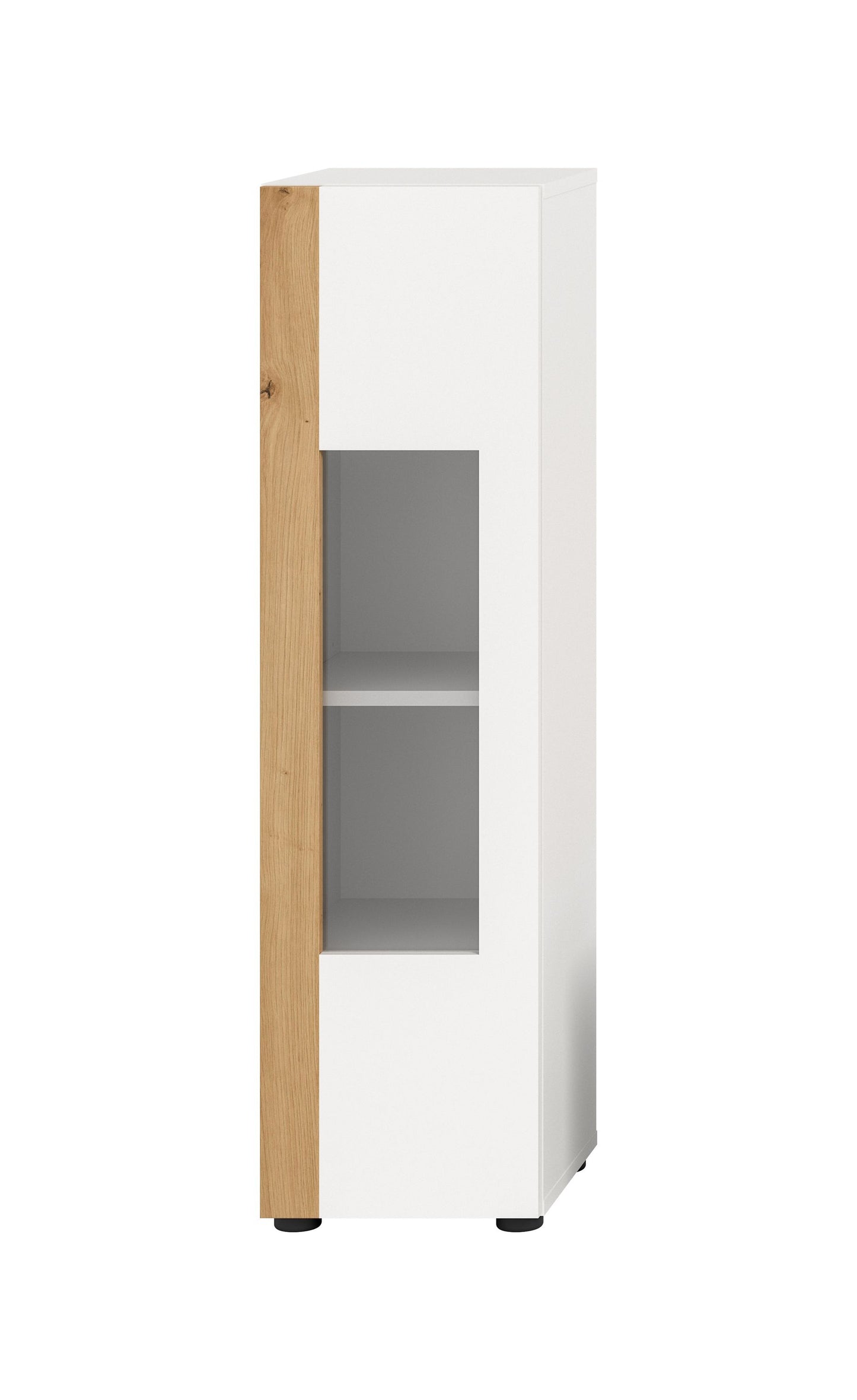 Homes & Jones Wohnzimmerschrank Vitrine weiß, Schrank mit 1 Tür, Möbel