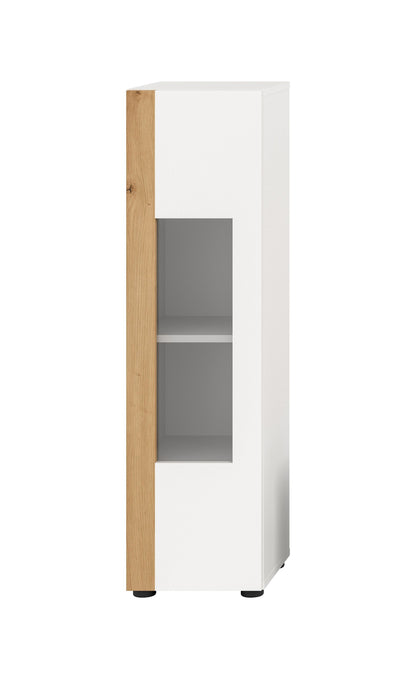 Homes & Jones Wohnzimmerschrank Vitrine weiß, Schrank mit 1 Tür, Möbel
