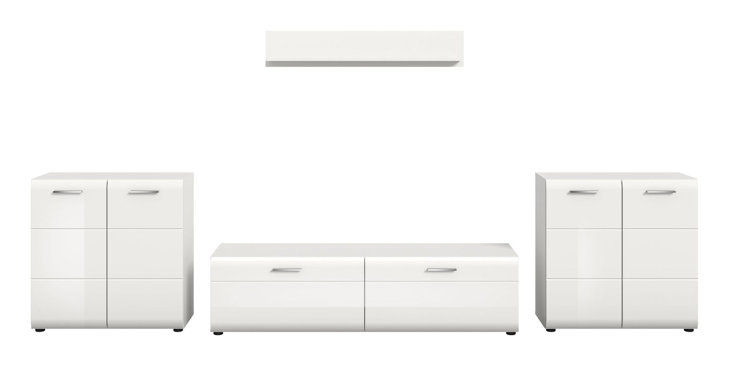 Meuble TV ICE (L/H/P: env. 350/160/41 cm) en blanc/blanc brillant