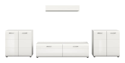 Meuble TV ICE (L/H/P: env. 350/160/41 cm) en blanc/blanc brillant