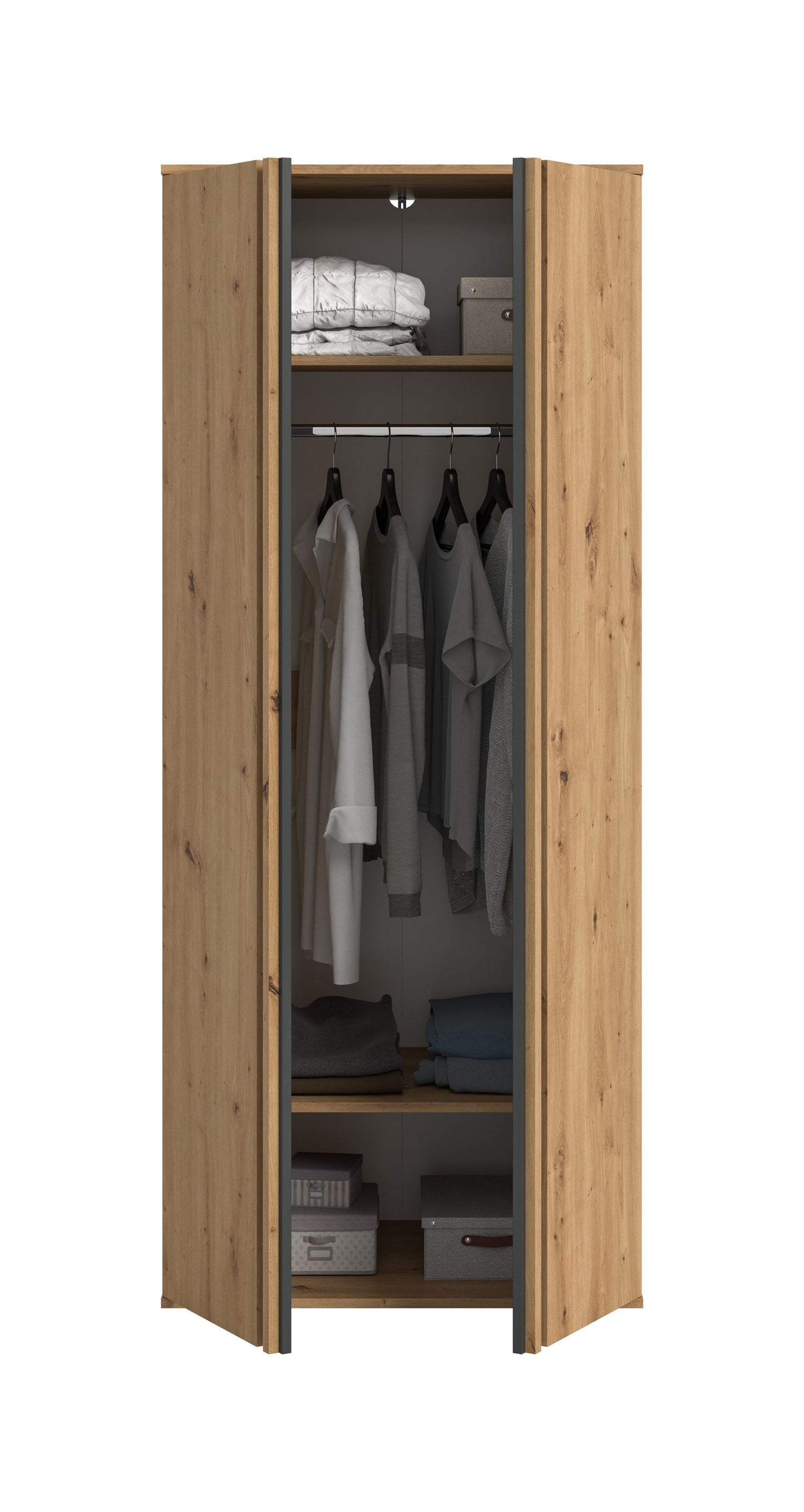 Homes & Jones Kleiderschrank 80 cm breit 2-türig, Schlafzimmerschrank