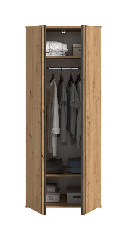 Homes & Jones Kleiderschrank 80 cm breit 2-türig, Schlafzimmerschrank