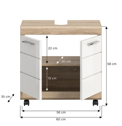 Homes & Jones Waschbeckenunterschrank auf Rollen, Schrank easy to handle