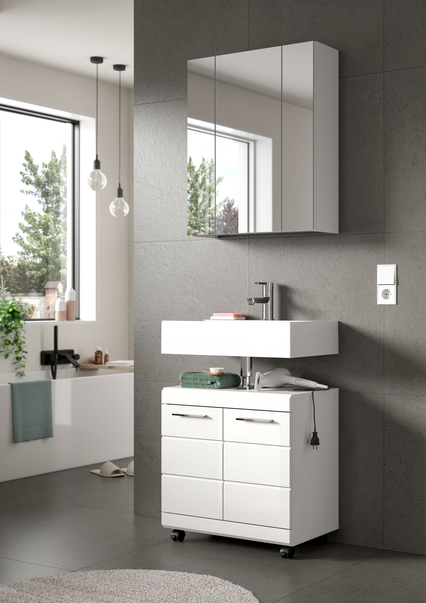 Homes & Jones Waschbeckenunterschrank auf Rollen, Schrank easy to handle