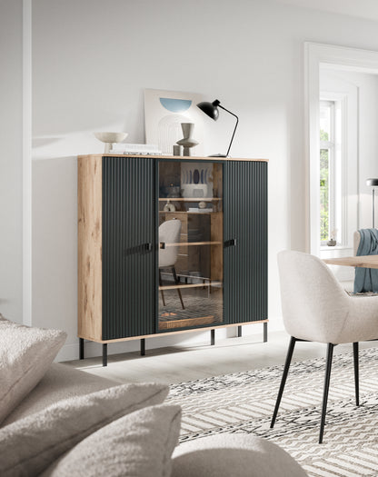 Homes & Jones Highboard, Wohnzimmerschrank-mit 4 Deko Fächer, Wohnmöbel