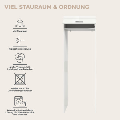 Scout Waschmaschinenschrank  (B/H/T: 66x200x68 cm) in Weiß hochglanz und Weiß