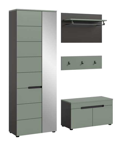 Garderoben-Set CANU (B/H/T: ca. 160/190/37 cm) in Basalt grau/Smoke Green