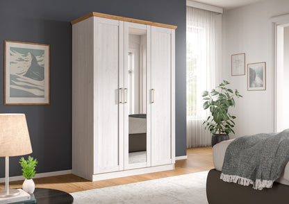 3-door wardrobe FLORENZ (W/H/D: approx. 124/185/54 cm) in Sibiu Larch reproduction/Sibiu Larch reproduction
