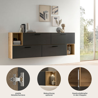 Homes & Jones Wohnwand 2-tlg. TV Möbel Modular Lowboard, Wohnzimmerschrank