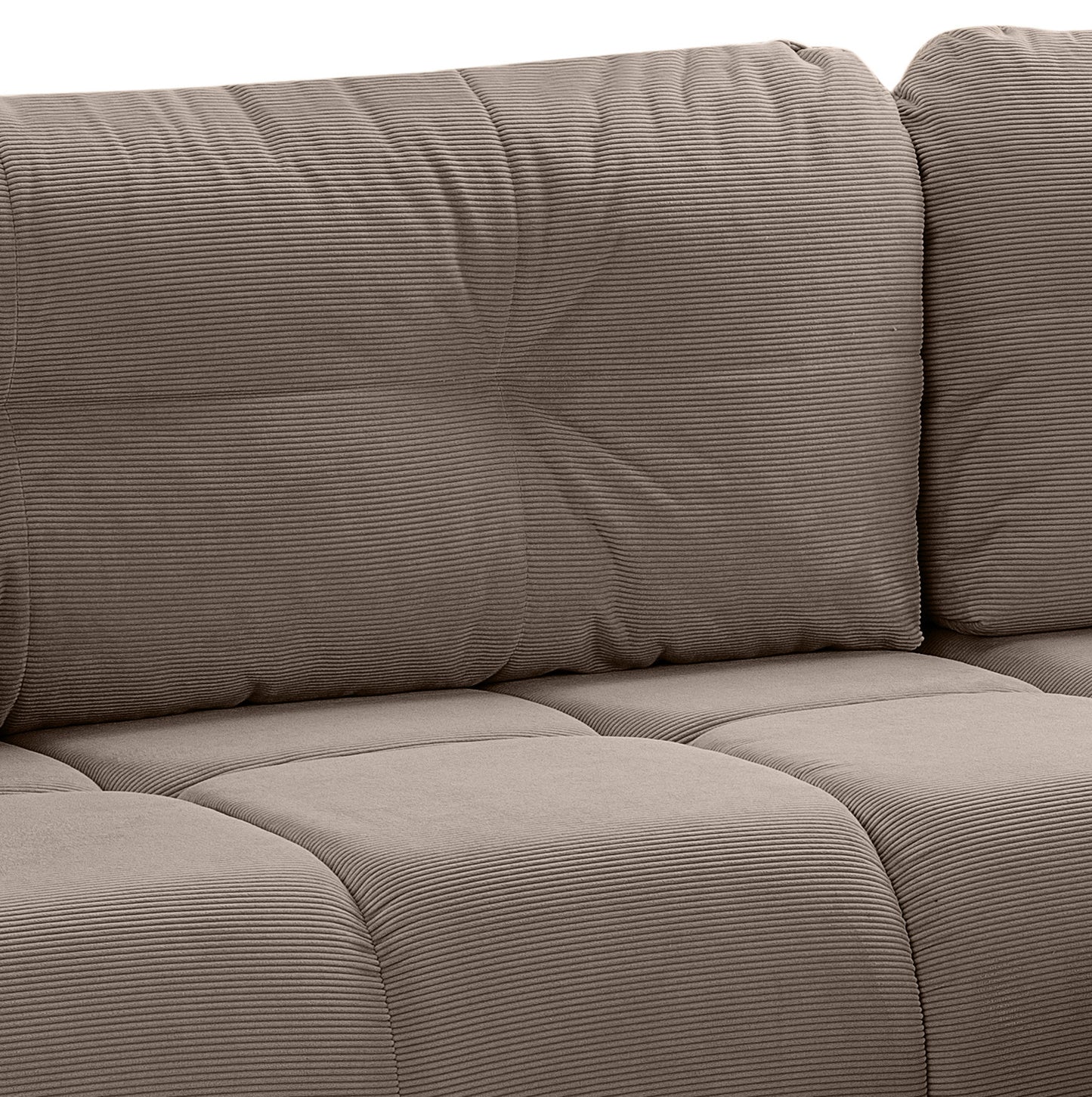 Canapé convertible d'angle Sancho Long – Canapé d'angle tendance en velours côtelé avec fonction couchage