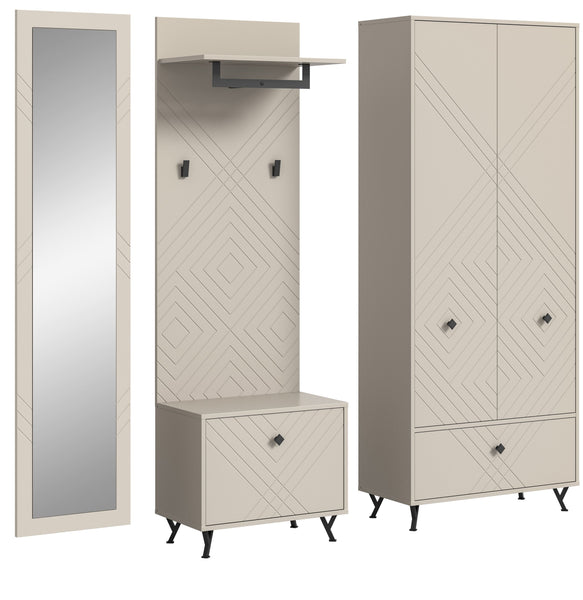 Garderoben-Set NOTES (B/H/T: ca. 215/190/35 cm) in sandbeige/sandbeige matt