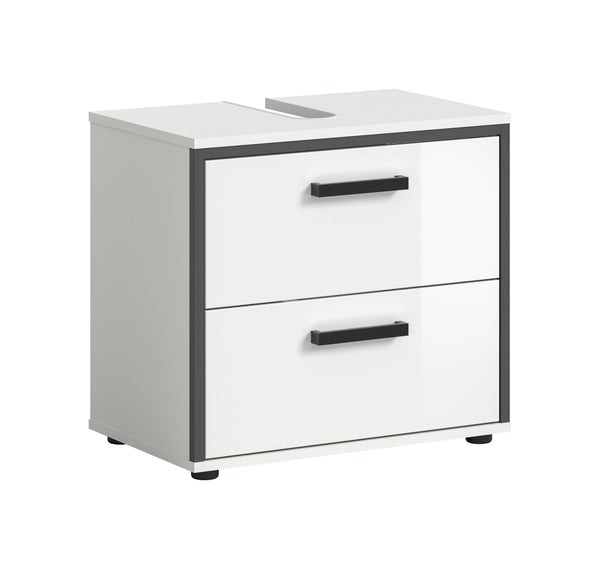 Waschbeckenunterschrank KOJAK (B/H/T: ca. 60/55/37 cm) in weiß/weiß hochglanz