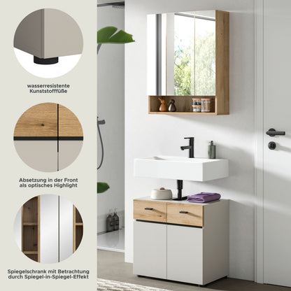 Homes & Jones Badezimmermöbelset 2-tlg. mit Badspiegelschrank, Badmöbel Set