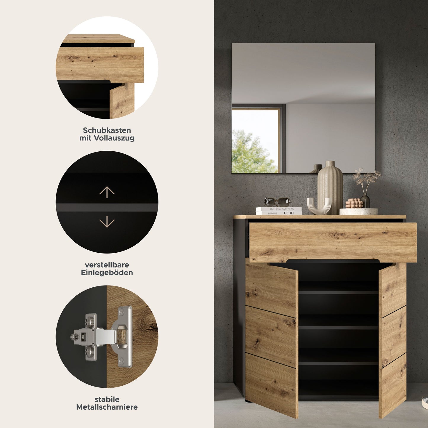 Homes & Jones Garderoben Set 2-tlg., Flurmöbel Set passend für kleine Flure