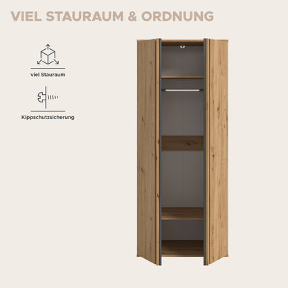 Homes & Jones Kleiderschrank 80 cm breit 2-türig, Schlafzimmerschrank