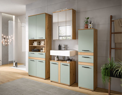 Blake Hochschrank (B/H/T: 70x191x31 cm) in Salbei und Artisan Eiche Nachbildung