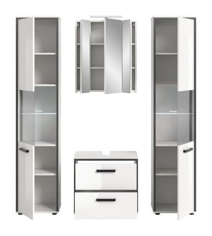 Bathroom Set incl. lighting KOJAK (W/H/D: approx. 171/188/37 cm) in white/white high gloss