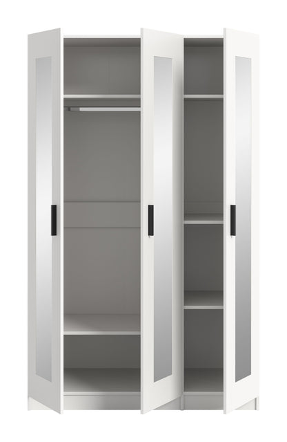 Wardrobe 3-door VISBY (W/H/D: approx. 120/195/56 cm) in white/white