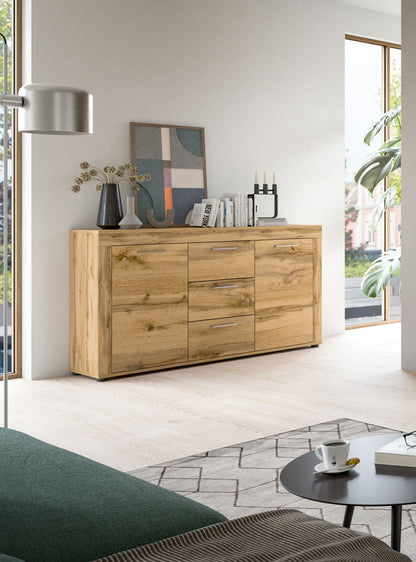 Homes & Jones Sideboard 125 cm breit mit 3 Schubladen, Mehrzweckschrank
