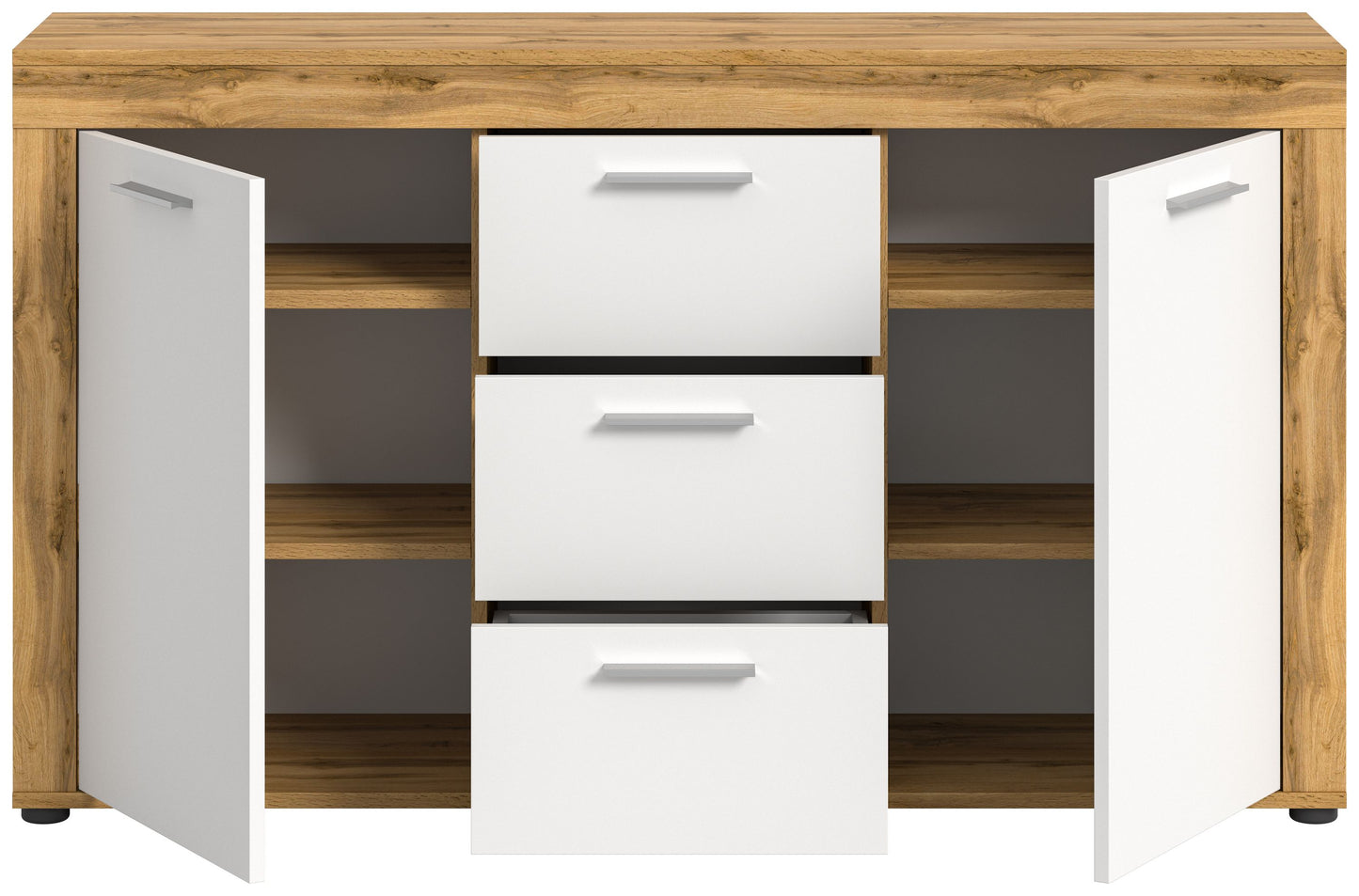 Homes & Jones Sideboard 125 cm breit mit 3 Schubladen, Mehrzweckschrank