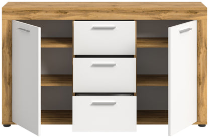 Homes & Jones Sideboard 125 cm breit mit 3 Schubladen, Mehrzweckschrank