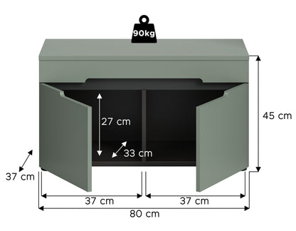 Garderoben-Sitzbank mit Stauraum in Grün, Maße 80×45×37 cm (B×H×T)