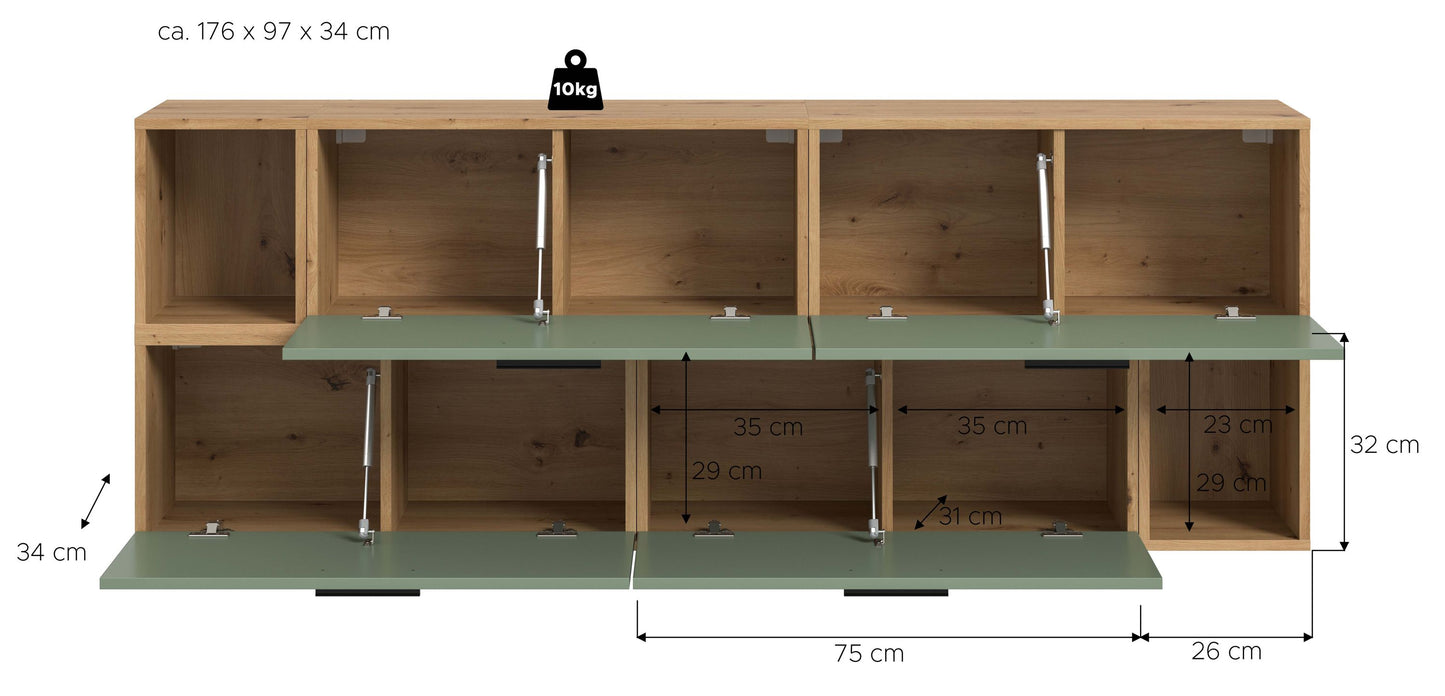 Homes & Jones Wohnwand 2-tlg. TV Möbel Modular Lowboard, Wohnzimmerschrank