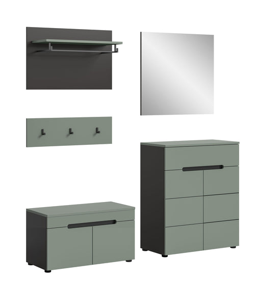 Garderoben-Set CANU (B/H/T: ca. 175/190/37 cm) in Basalt grau/Smoke Green