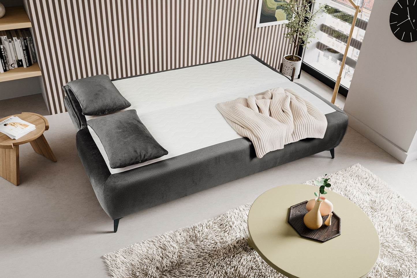 Canapé convertible Sendi – Luxueux canapé en velours avec fonction couchage