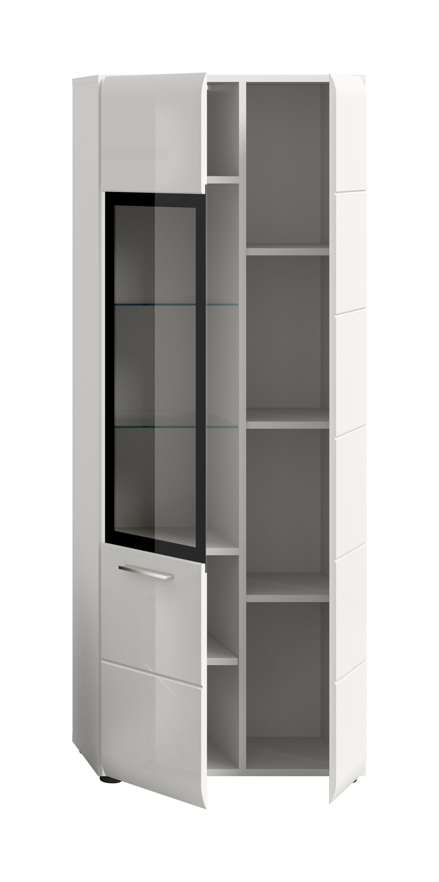 Vitrine ICE (L/H/P : env. 60/160/34 cm) en blanc/blanc brillant