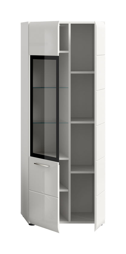 Vitrine ICE (L/H/P : env. 60/160/34 cm) en blanc/blanc brillant