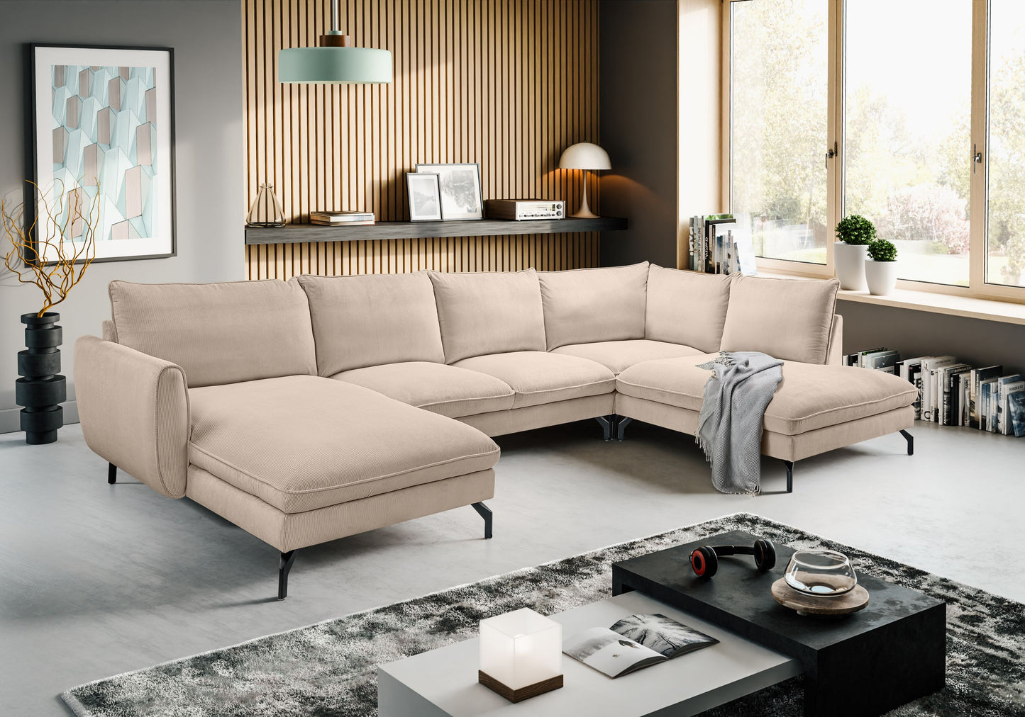 Homes & Jones Ecksofa Wohnlandschaft mit Webstoff-Bezug, Sofa in U-Form