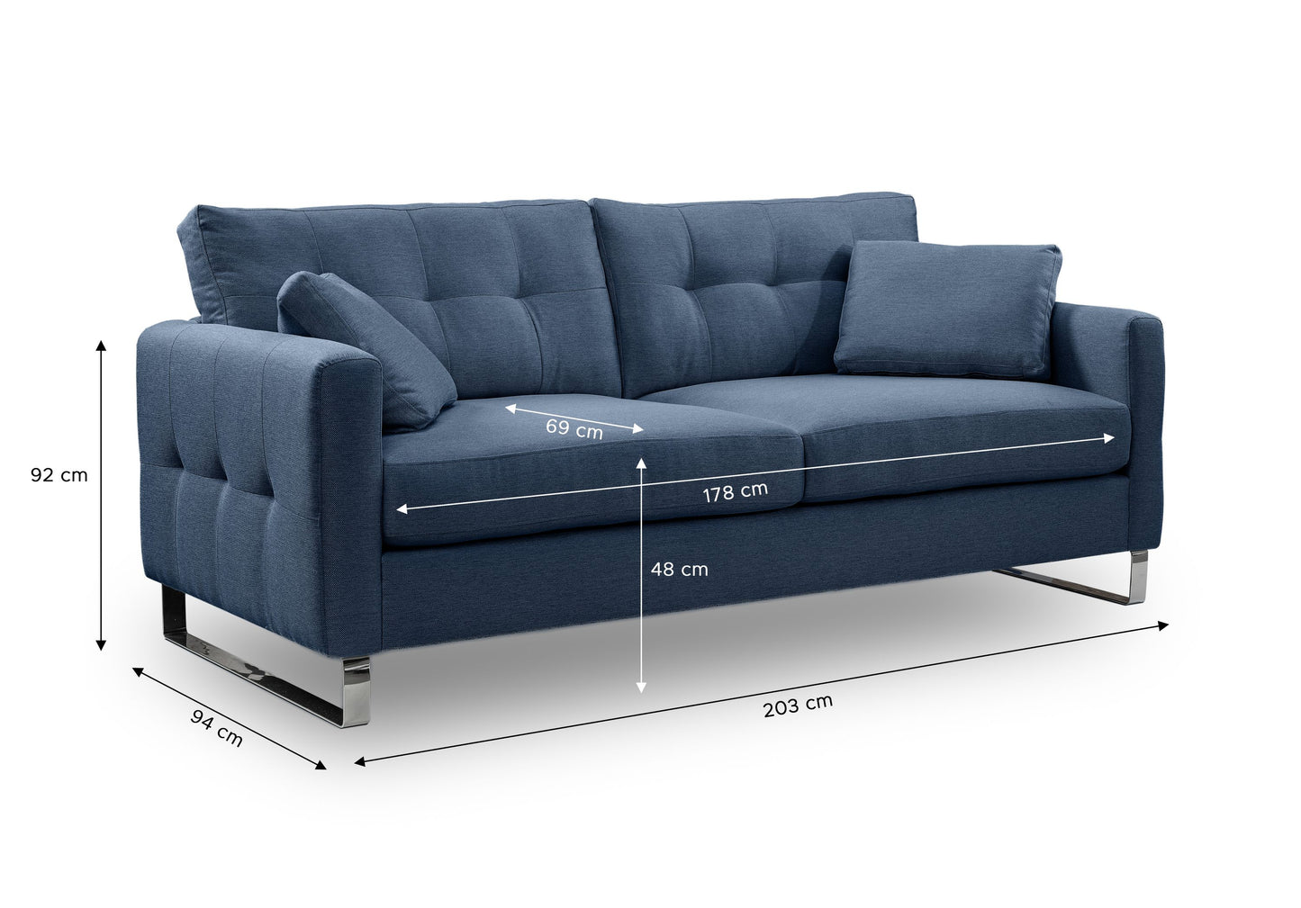 Homes & Jones Sofa 2,5-Sitzer, Modernes Sofa mit Stoffbezug in Flachgewebe