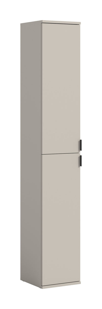 Hochschrank grau mit zwei Türen und seitlichen Griffen