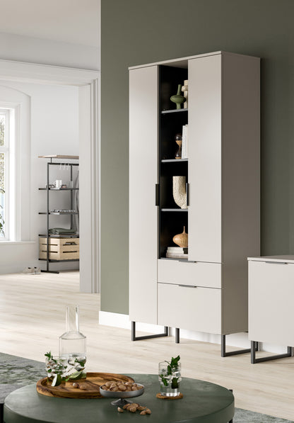 Homes & Jones Wohnzimmerhochschrank, Vitrinenschrank-Highboard Kaschmirfarben