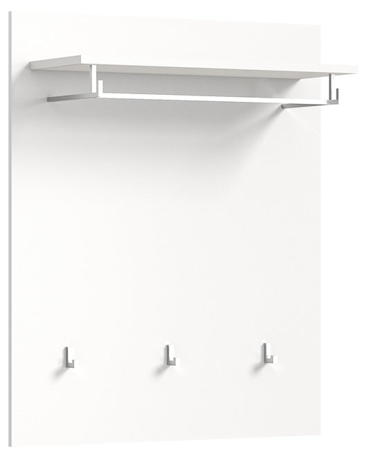 Panneau porte-manteau SOLERO (L/H/P : env. 80/96/25 cm) en blanc/blanc brillant