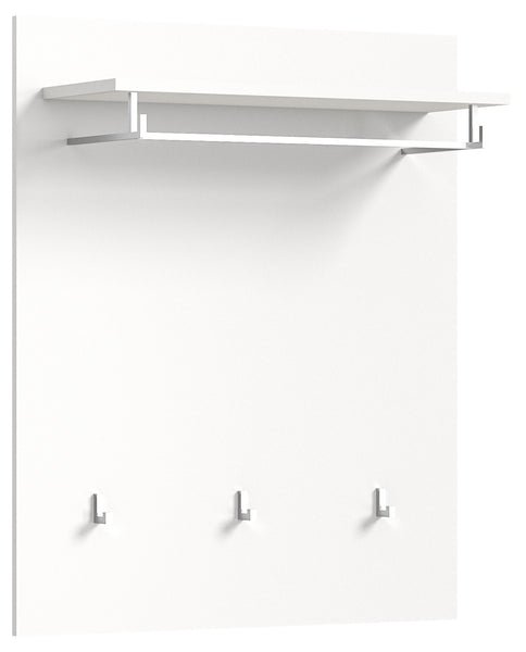 Panneau porte-manteau SOLERO (L/H/P : env. 80/96/25 cm) en blanc/blanc brillant