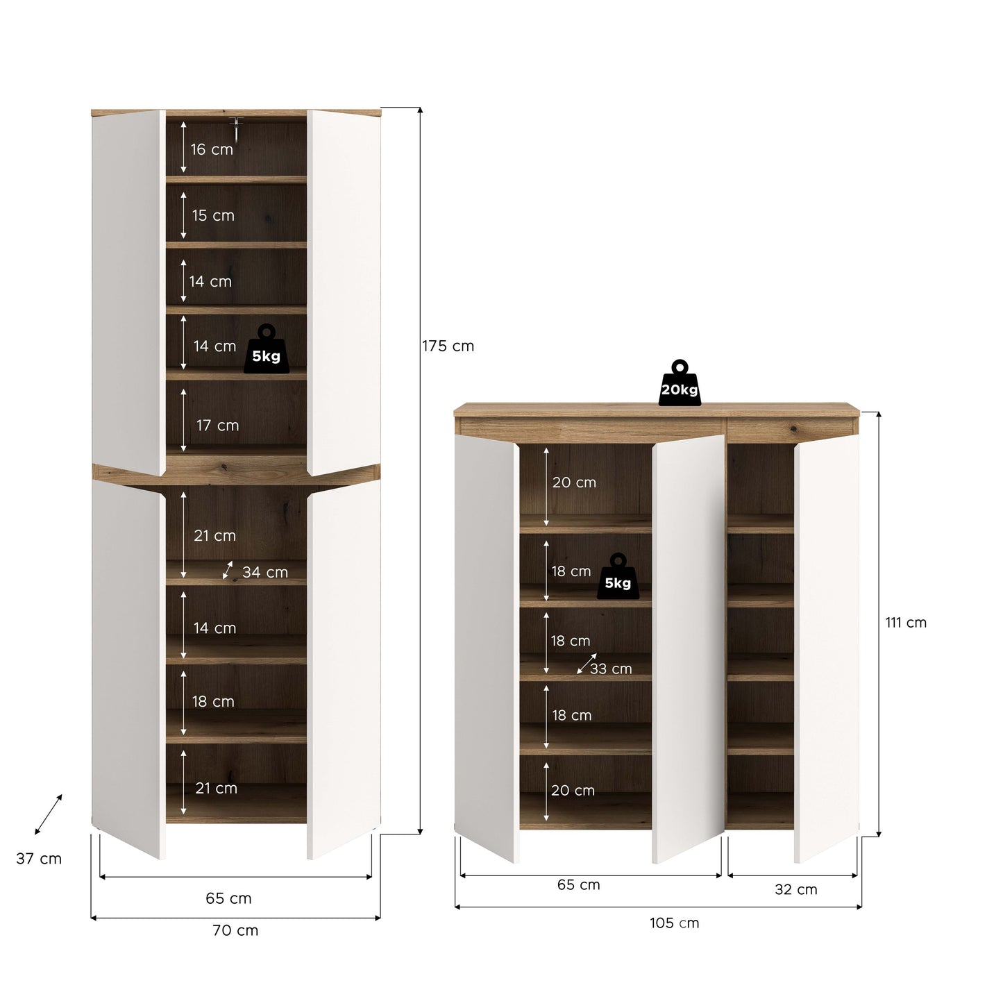 Homes & Jones Universalschrank 2-tlg., Mehrzweckschrank, Breite Gesamt 190 cm