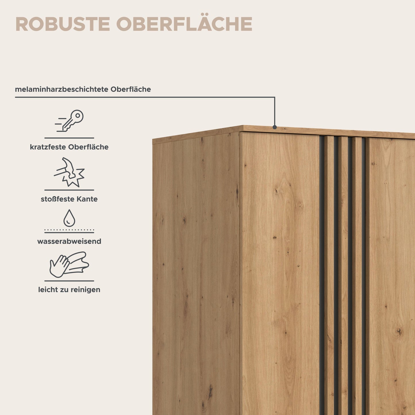 Homes & Jones Kleiderschrank 80 cm breit 2-türig, Schlafzimmerschrank